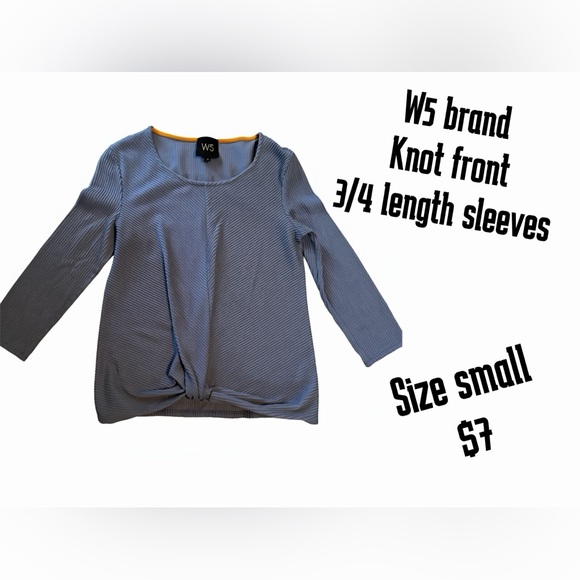 W5 Tops - W5 Striped Blue Knot Front Blouse